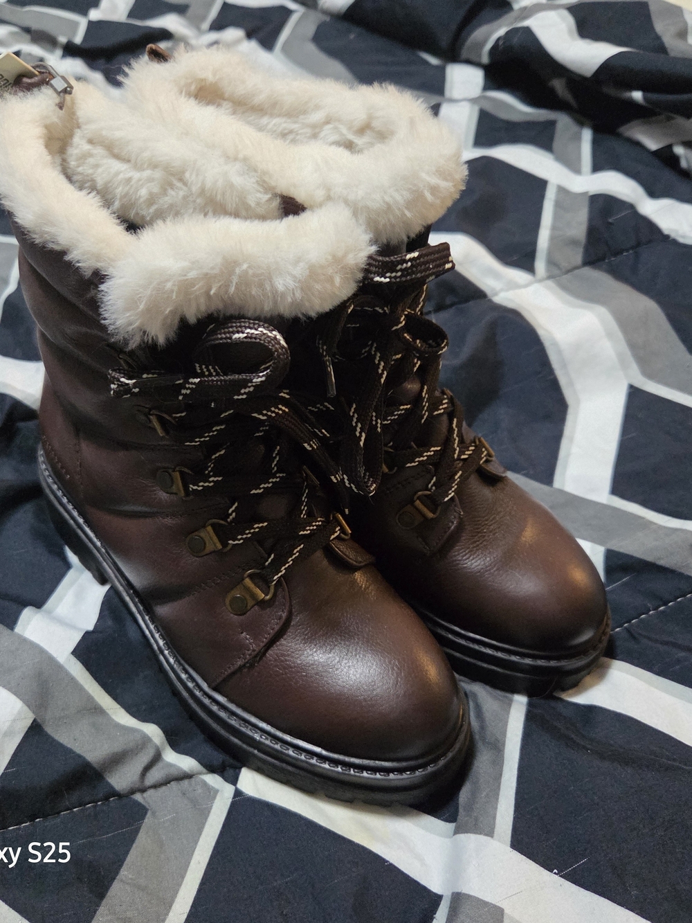 Cougar Brown Lace-Up Faux-Fur Winter Boots